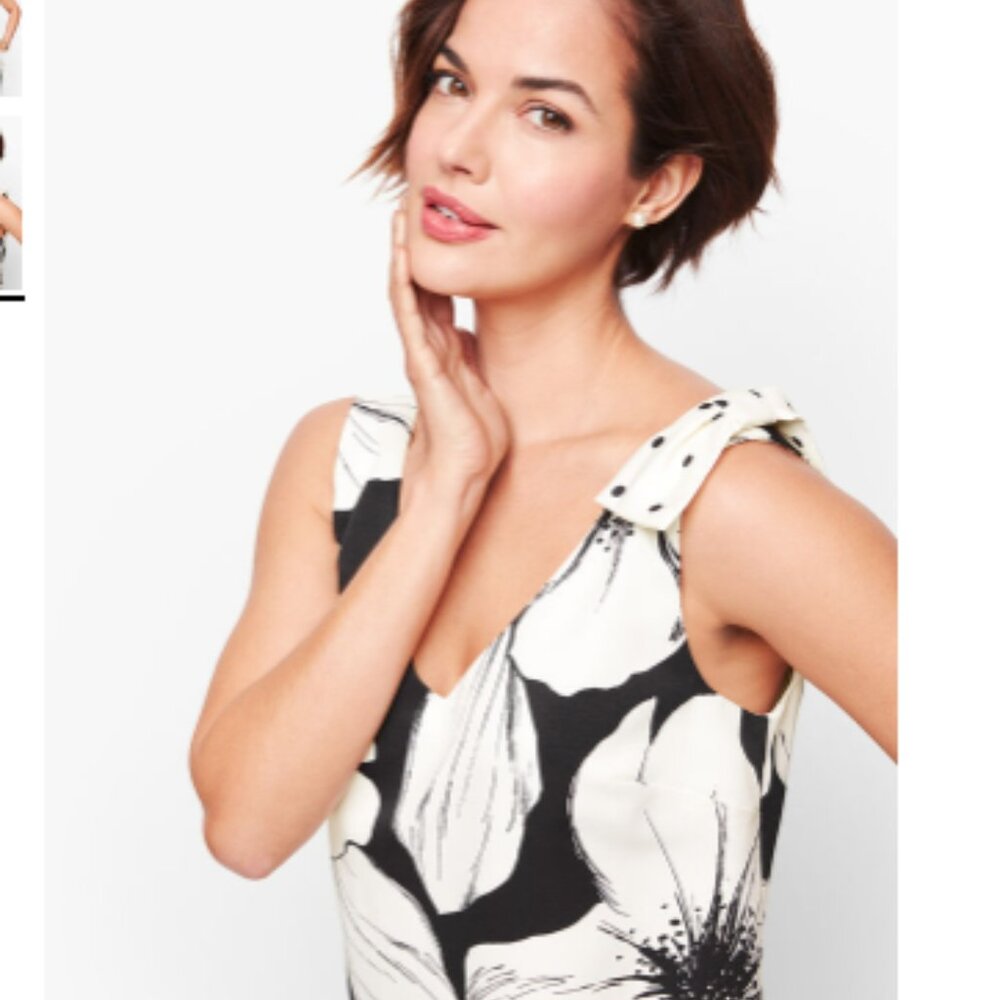 Talbots Black and White Primrose V-Neck Shell Size 6 - Picture 2 of 11